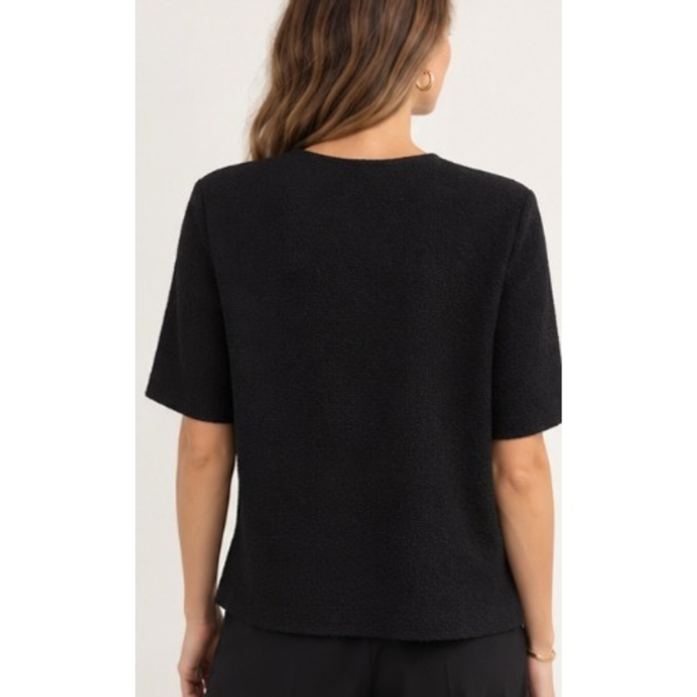 Chanel Employee Blouse Size M Black Crew Neck Short Sleeve Top - Picture 8 of 8